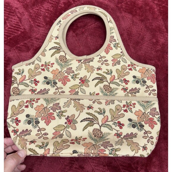 Longaberger Autumn Path Booking Tote Woodsy Open Top Acorn Leaves Fall EUC - Picture 2 of 10